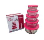 5 Glass Food Storage Bowl Set with Airtight Lids - Image 3