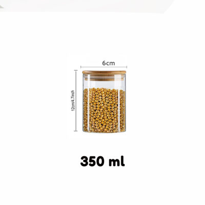 Airtight Glass Storage Jar with Bamboo Lid 350ml