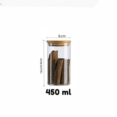 Airtight Glass Storage Jar with Bamboo Lid 450ml