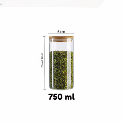 Airtight Glass Storage Jar with Bamboo Lid 750ml