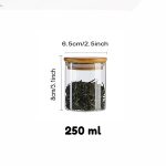 Airtight Glass Storage Jar with Bamboo Lid 250ml