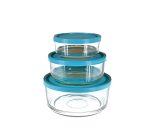 3 Pcs Glass Bowl Set With Lids