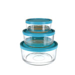 3 Pcs Glass Bowl Set With Lids