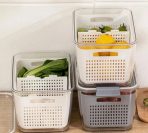 Double Layer fresh Keeping box with Drain Basket - Image 2